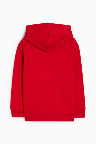 Kinderen: jongens - Rendier - hoodie voor de kerst - glanseffect - rood