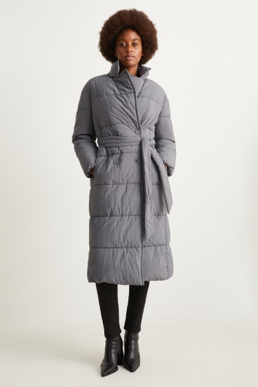 Women - Quilted coat - dark gray