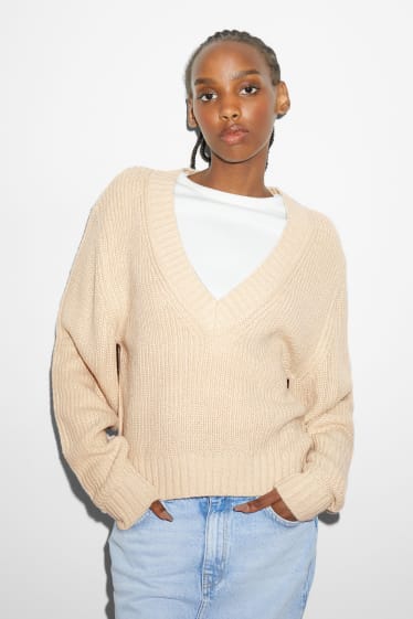 Teens & young adults - CLOCKHOUSE - V-neck jumper - creme