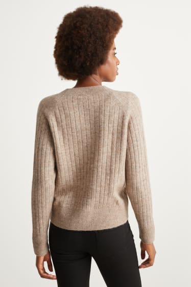 Damen - Strickjacke - taupe