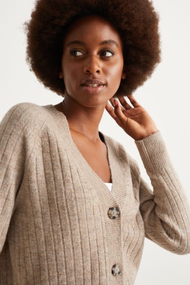 Damen - Strickjacke - taupe