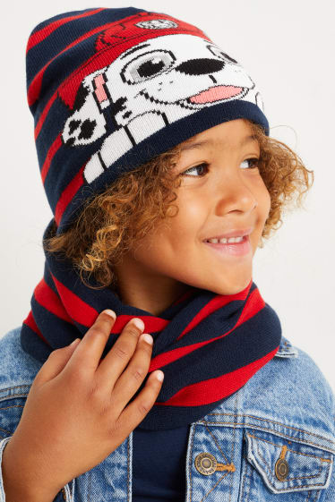 Niños - La Patrulla Canina - set - gorro y bufanda tubular - 2 prendas - azul oscuro