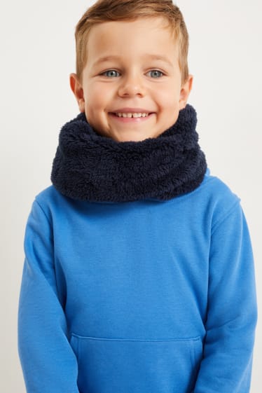 Kinder Jungen - Teddy-Loop-Schal - dunkelblau