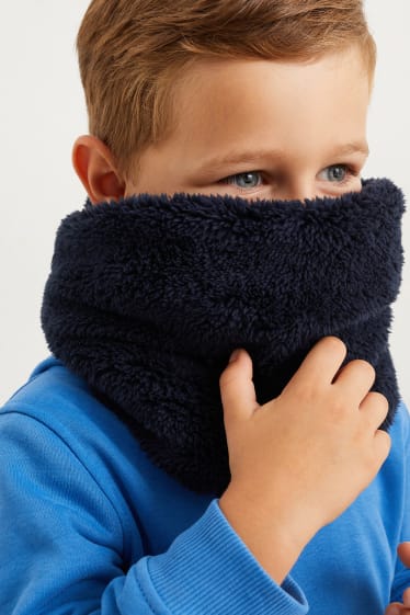 Kinder Jungen - Teddy-Loop-Schal - dunkelblau
