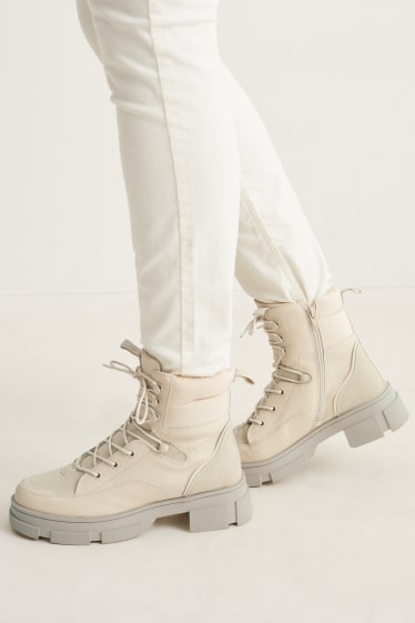 Women - Boots - faux leather - beige