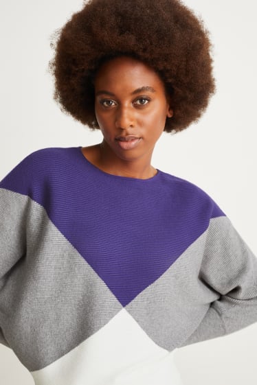 Femmes - Pullover - finition côtelée - violet