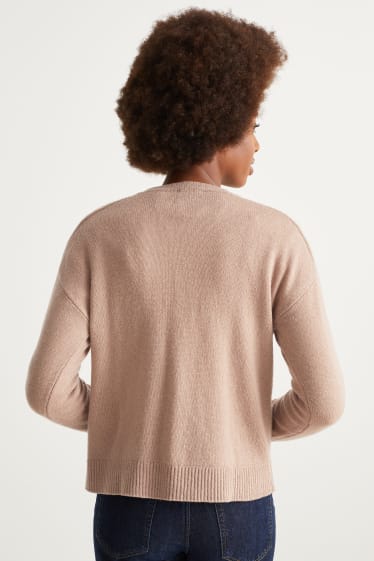Women - Cardigan - wool blend - light beige