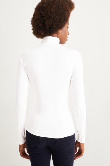 Women - Basic polo neck top - white