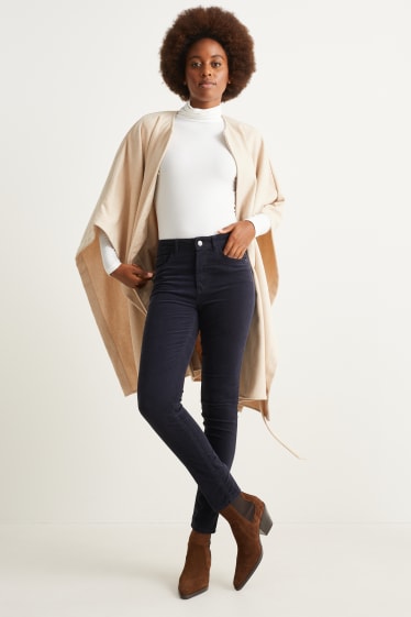 Damen - Cordhose - High Waist - Straight Fit - dunkelblau