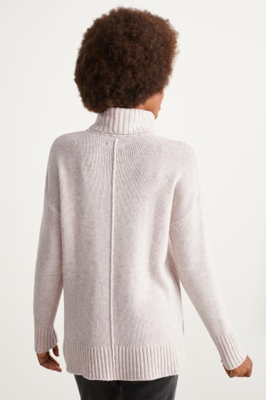 Mujer - Jersey de cuello vuelto - mezcla de lana - beige claro