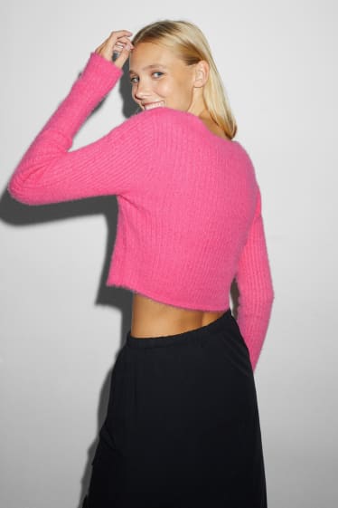 Nastolatki - CLOCKHOUSE - krótki sweter - różowy