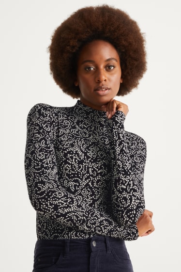 Dona - Samarreta de coll alt - estampat - negre