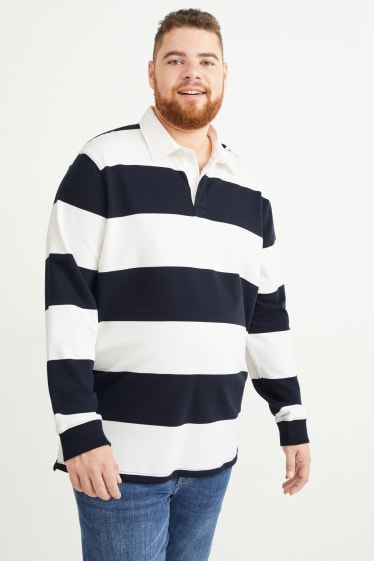 Men - Polo shirt - striped - dark blue