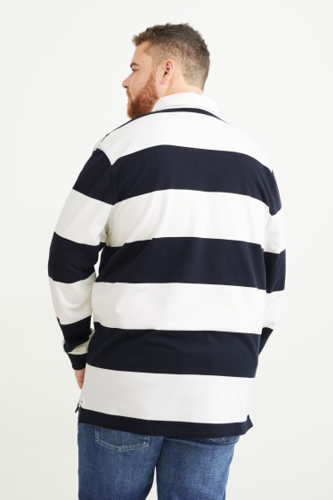 Men - Polo shirt - striped - dark blue