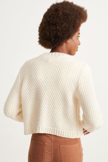 Women - Cardigan - cable knit pattern - cremewhite