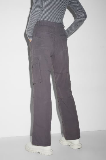 Damen - Stoffhose - Mid Waist - Straight Fit - grau