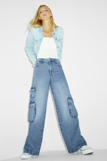 Kobiety - CLOCKHOUSE - wide leg jeans - wysoki stan - dżins-niebieski