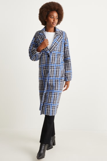 Women - Coat - patterned - dark blue