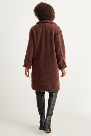 Femmes - Manteau en peluche - marron foncé