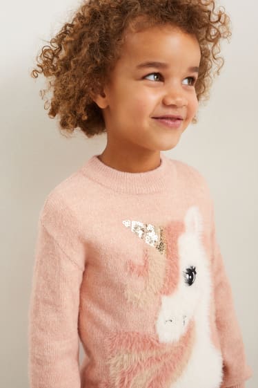 Enfants - Licorne - pullover - rose