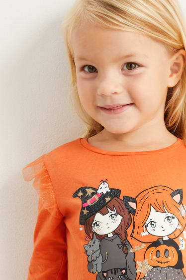 Kinder Mädchen - Halloween-Langarmshirt - orange