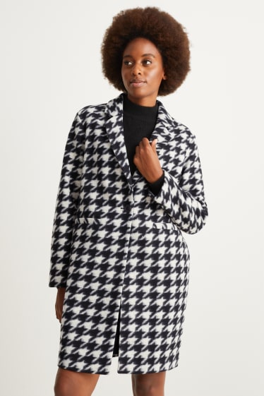 Women - Coat - patterned - black / white