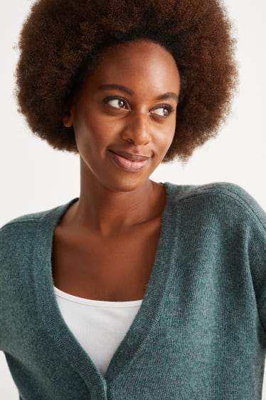 Damen - Strickjacke - Woll-Mix - grün