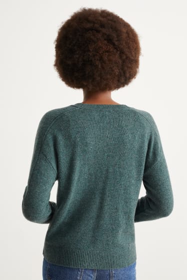 Women - Cardigan - wool blend - green