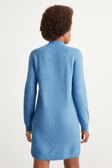 Women - Knitted dress - light blue-melange