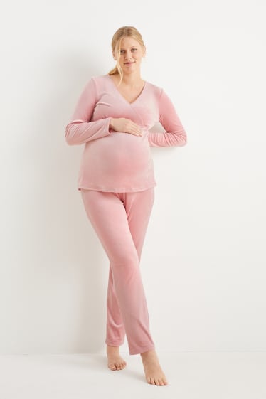 Women - Nursing winter pyjamas - rose