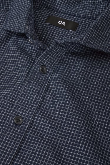 Herren - Hemd - Regular Fit - Cutaway - kariert - dunkelblau / weiss