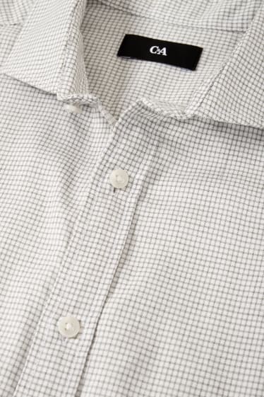 Pánské - Košile - regular fit - cutaway - kostkovaná - bílá/černá