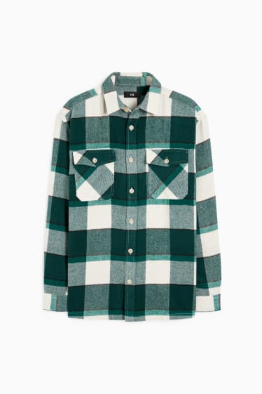 Hombre - Camisa de franela - regular fit - kent - de cuadros - verde / blanco roto