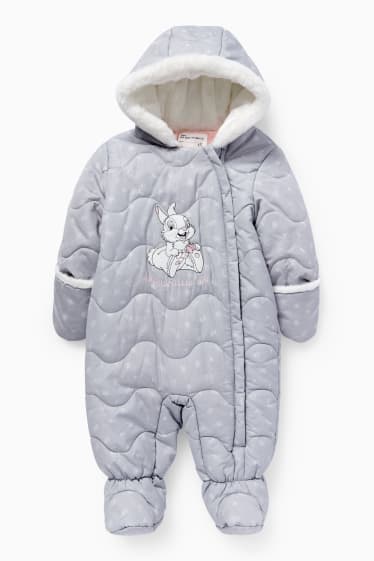 Baby Mädchen - Bambi - Baby-Schneeanzug mit Kapuze - grau