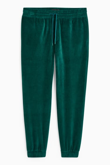 Herren - Samt-Jogginghose - dunkelgrün