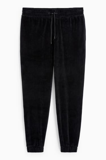 Hommes - Pantalon de jogging en velours - noir