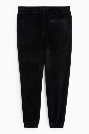 Hommes - Pantalon de jogging en velours - noir