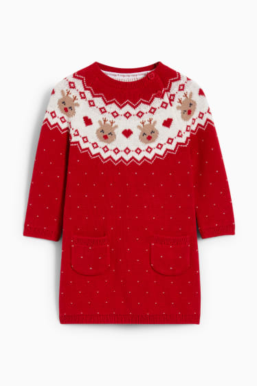 Bébés filles - Robe en maille de Noël pour bébé - rouge