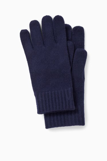 Hombre - Guantes táctiles con mezcla de cachemir - azul oscuro