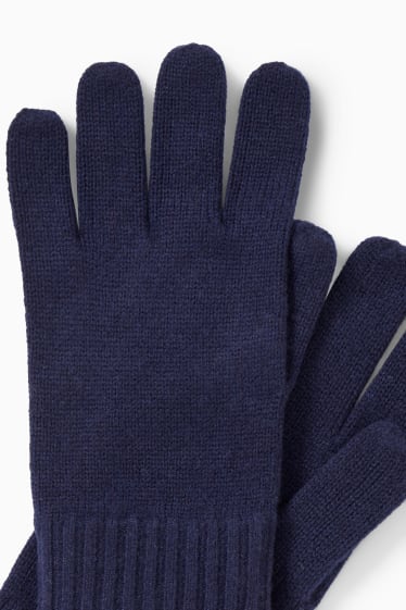 Hombre - Guantes táctiles con mezcla de cachemir - azul oscuro