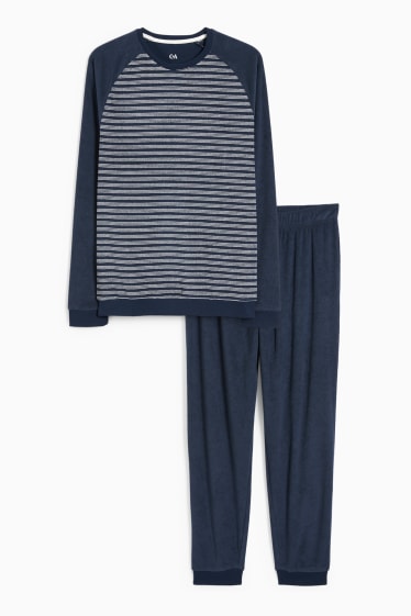 Heren - Pyjama van badstof - donkerblauw
