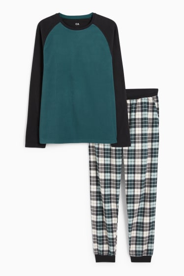 Herren - Fleece-Pyjama - dunkelgrün