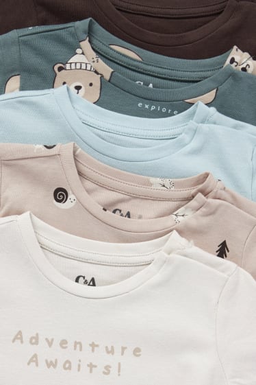 Bebés - Pack de 5 - camisetas de manga larga para bebé - beis jaspeado
