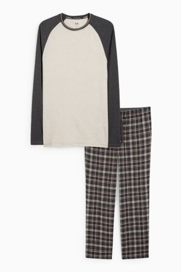 Men - Pyjamas with flannel bottoms - dark gray