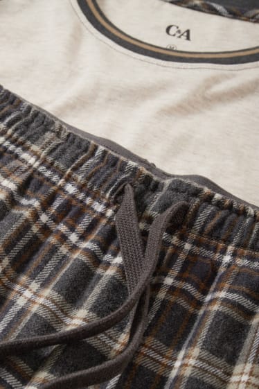 Mężczyźni - Piżama z flanelowymi spodniami - ciemnoszary