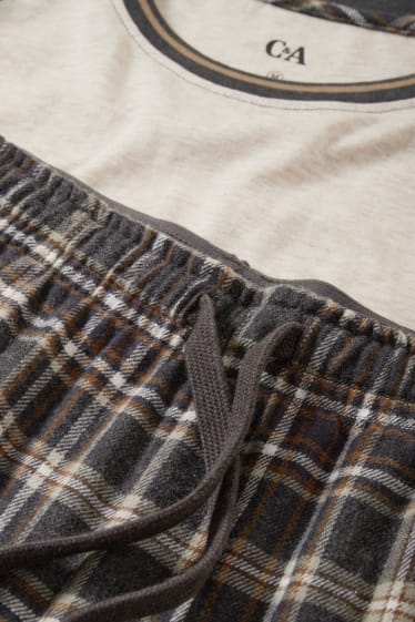 Herren - Pyjama mit Flanellhose - dunkelgrau