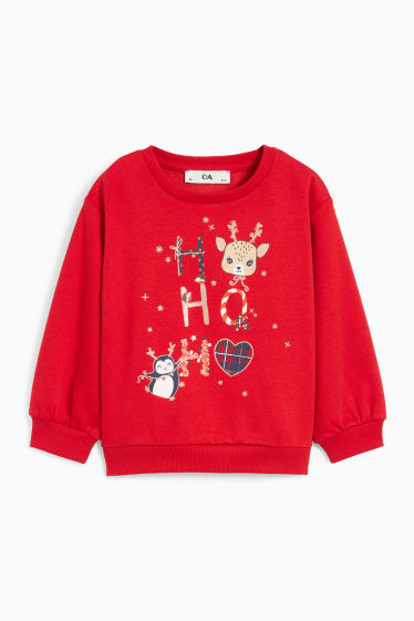 Enfants filles - HoHoHo - Sweat de Noël - rouge