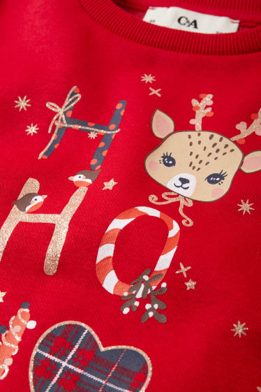 Enfants filles - HoHoHo - Sweat de Noël - rouge
