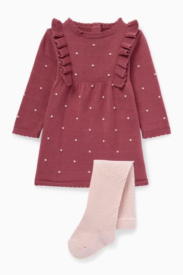 Neonate - Completo in maglia per neonati - 2 pezzi - rosa scuro