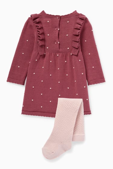 Neonate - Completo in maglia per neonati - 2 pezzi - rosa scuro
